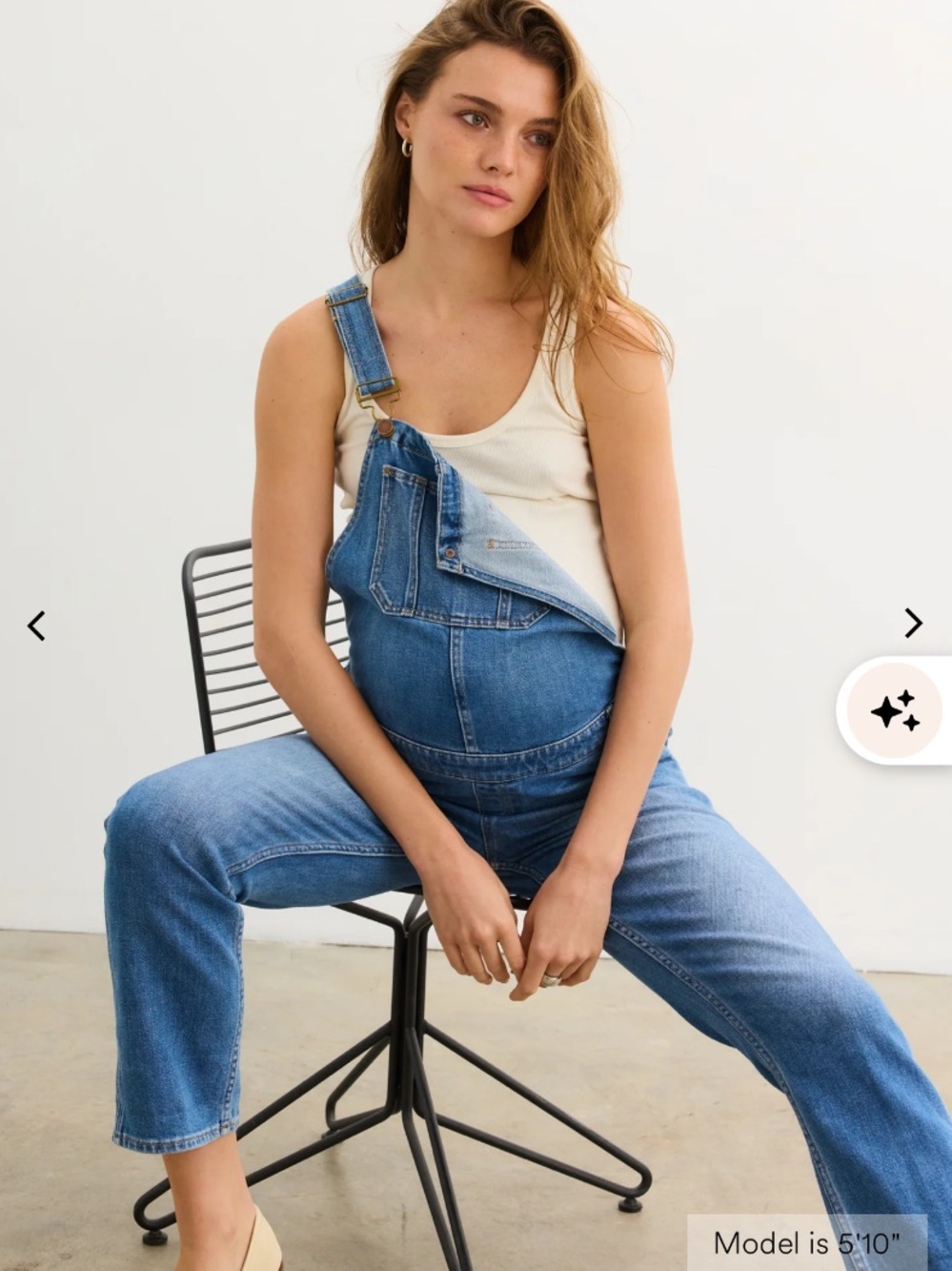 Hatch Denim Maternity Overalls Medium Wash-Indigo Blue